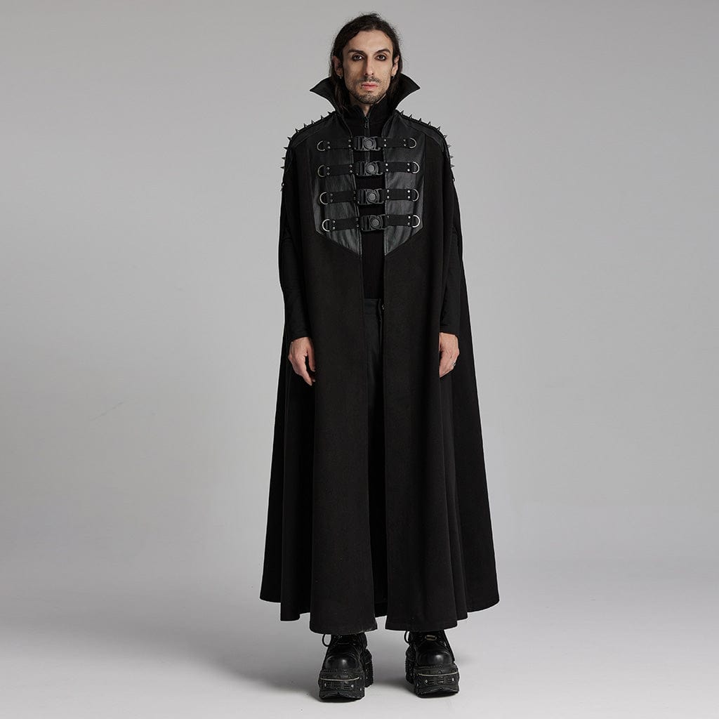 PUNK RAVE Men's Punk Rivets Buckle-up Eyelets Cape