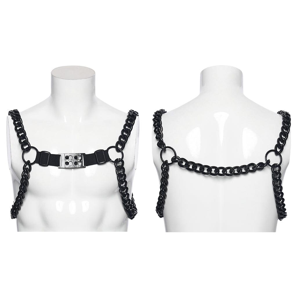 PUNK RAVE Men's Punk Rivets Chain Harness
