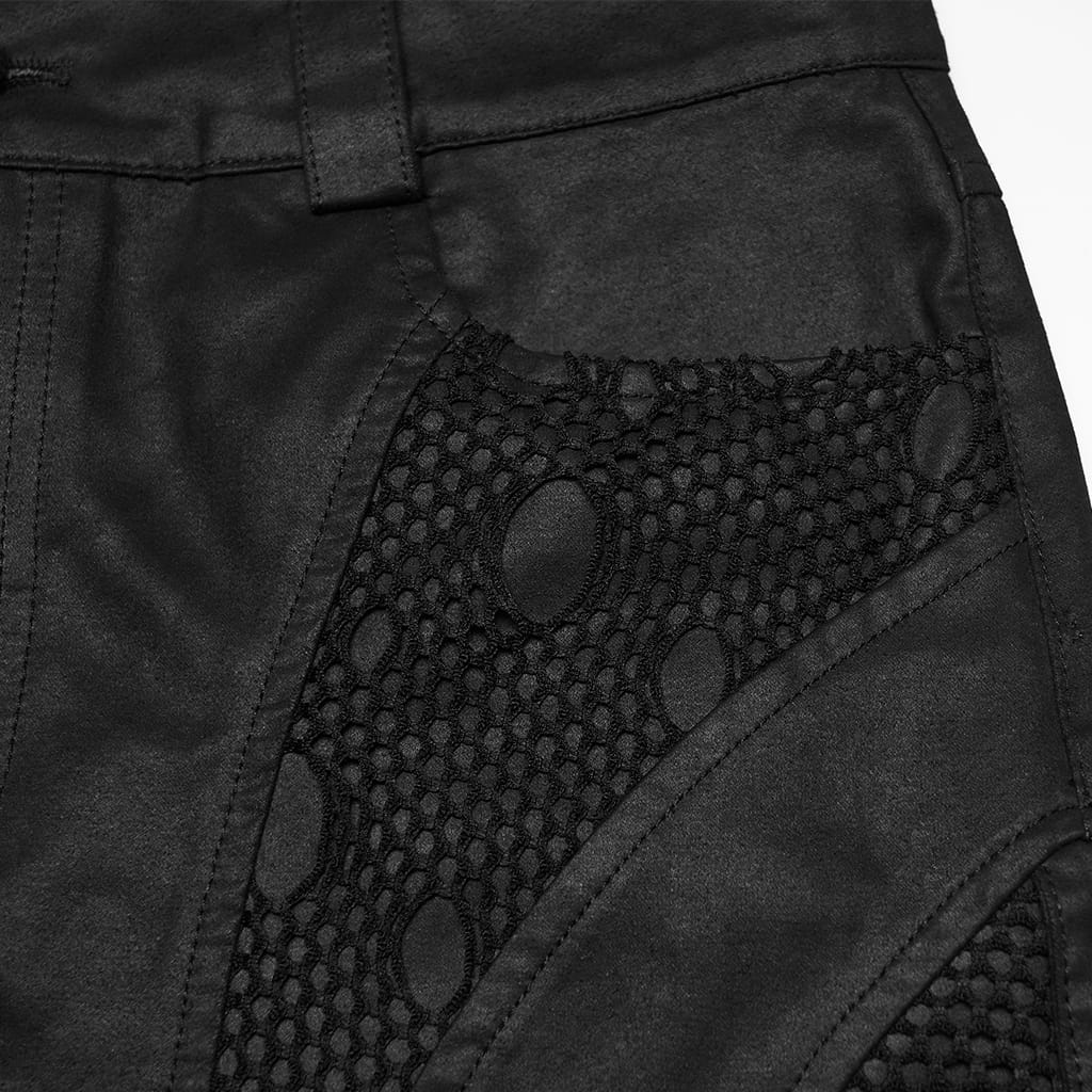 PUNK RAVE Men's Punk Rivets Minimalist Shorts