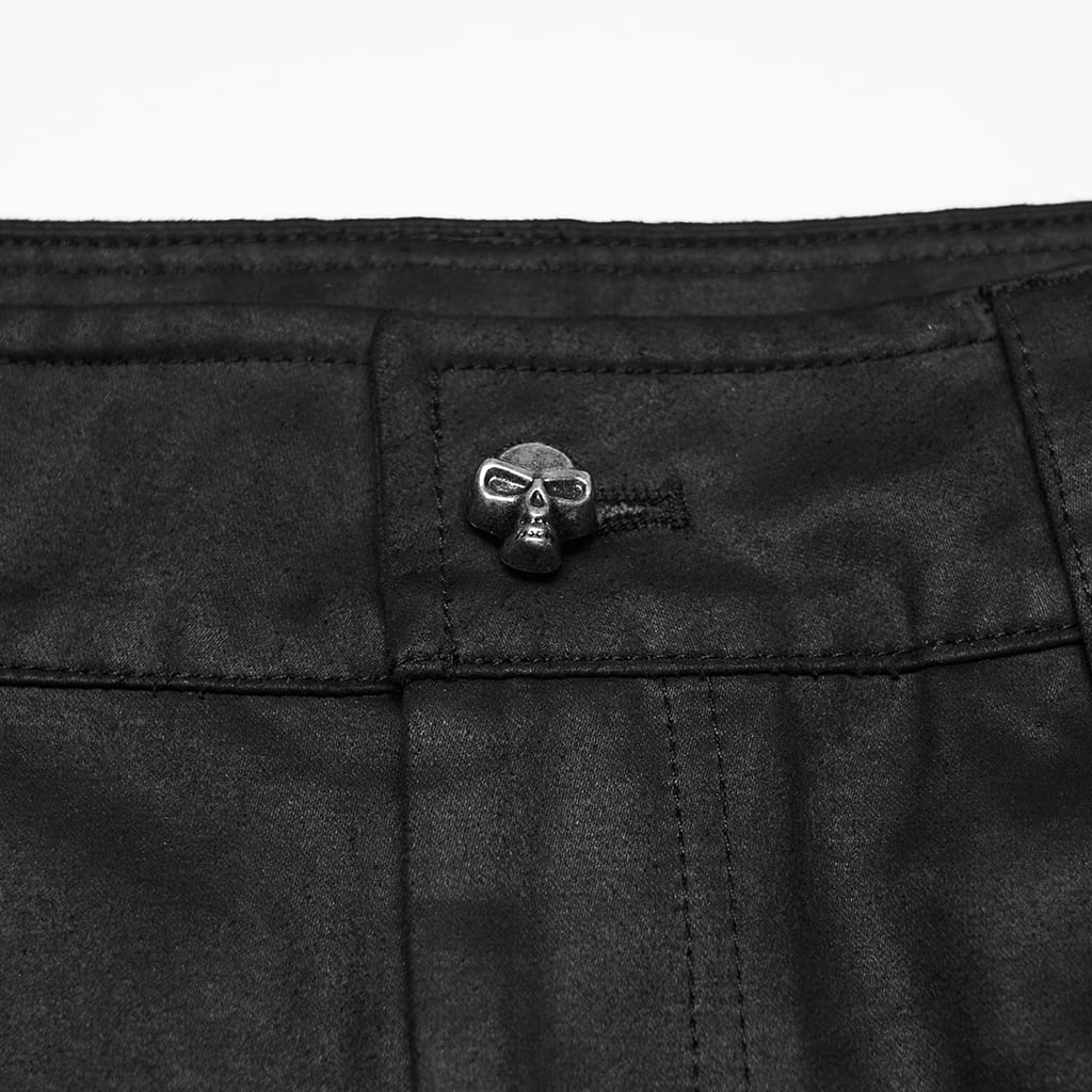 PUNK RAVE Men's Punk Rivets Minimalist Shorts