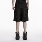 PUNK RAVE Men's Punk Rivets Minimalist Shorts