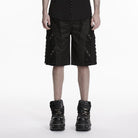 PUNK RAVE Men's Punk Rivets Minimalist Shorts