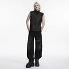 PUNK RAVE Men's Punk Rivets Pleated Stand Collar Vest