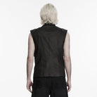 PUNK RAVE Men's Punk Rivets Pleated Stand Collar Vest