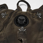 PUNK RAVE Men's Punk Rivets Skulls Chain Backpack Coffee