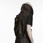 PUNK RAVE Men's Punk Rivets Skulls Chain Backpack Coffee