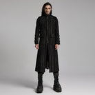 PUNK RAVE Men's Punk Rivets Strap Zip Coat