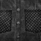 PUNK RAVE Men's Punk Rock Stand Collar Mesh Splice Black Grey Vest