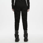 PUNK RAVE Men's Punk Skull Bat‑wing Flap Decor Slim Fit Trousers