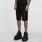 PUNK RAVE Men's Punk Skull Buckle Shorts