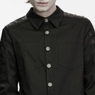 PUNK RAVE Men's Punk Skull Embossed Button Turn-down Collar Long Sleeve Shirt