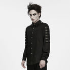PUNK RAVE Men's Punk Skull Embossed Button Turn-down Collar Long Sleeve Shirt