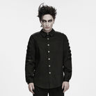PUNK RAVE Men's Punk Skull Embossed Button Turn-down Collar Long Sleeve Shirt