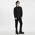 PUNK RAVE Men's Punk Skull Embossed Button Turn-down Collar Long Sleeve Shirt
