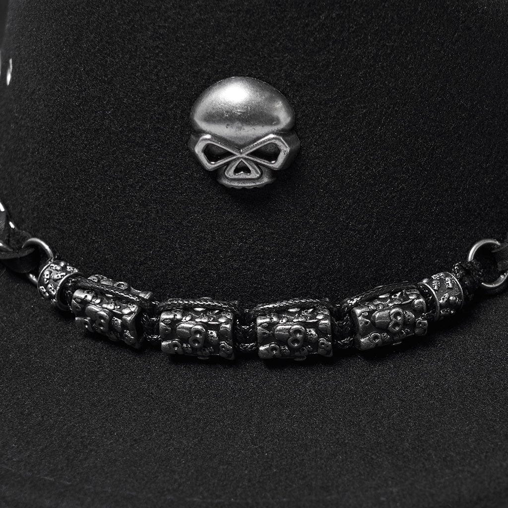 PUNK RAVE Men's Punk Skull Eyelet Hat