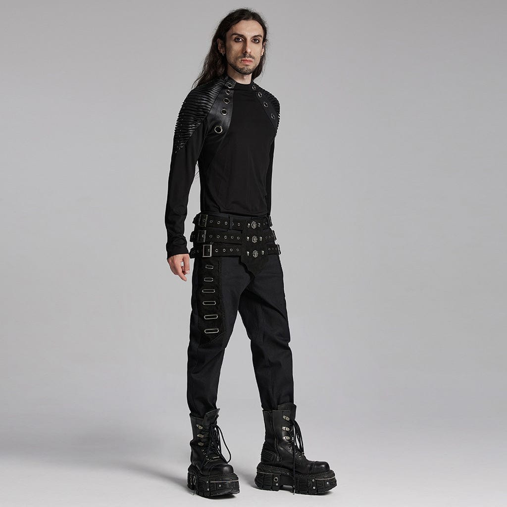 PUNK RAVE Men's Punk Skull Eyelets Buckle-up Belt