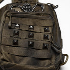 PUNK RAVE Men's Punk Skull Rivets Chained Backpack Coffee