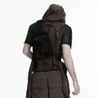 PUNK RAVE Men's Punk Skull Rivets Chained Crossbody Bag Black