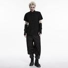 PUNK RAVE Men's Punk Skull Rivets Frog Short Sleeved Shirt