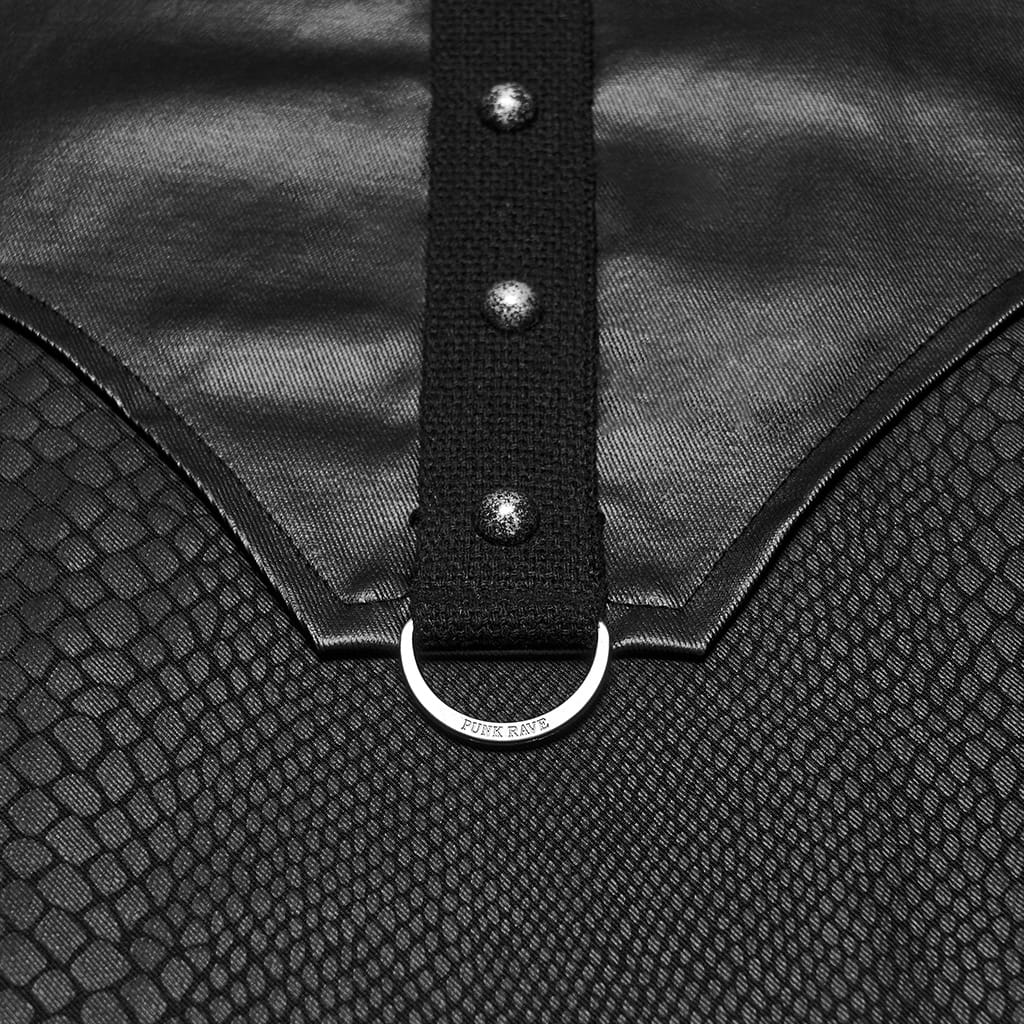 PUNK RAVE Men's Punk Snake Pattern Studded Turn-down Collar Long Sleeve Shirt