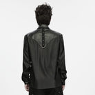 PUNK RAVE Men's Punk Snake Pattern Studded Turn-down Collar Long Sleeve Shirt