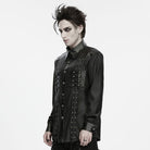 PUNK RAVE Men's Punk Snake Pattern Studded Turn-down Collar Long Sleeve Shirt