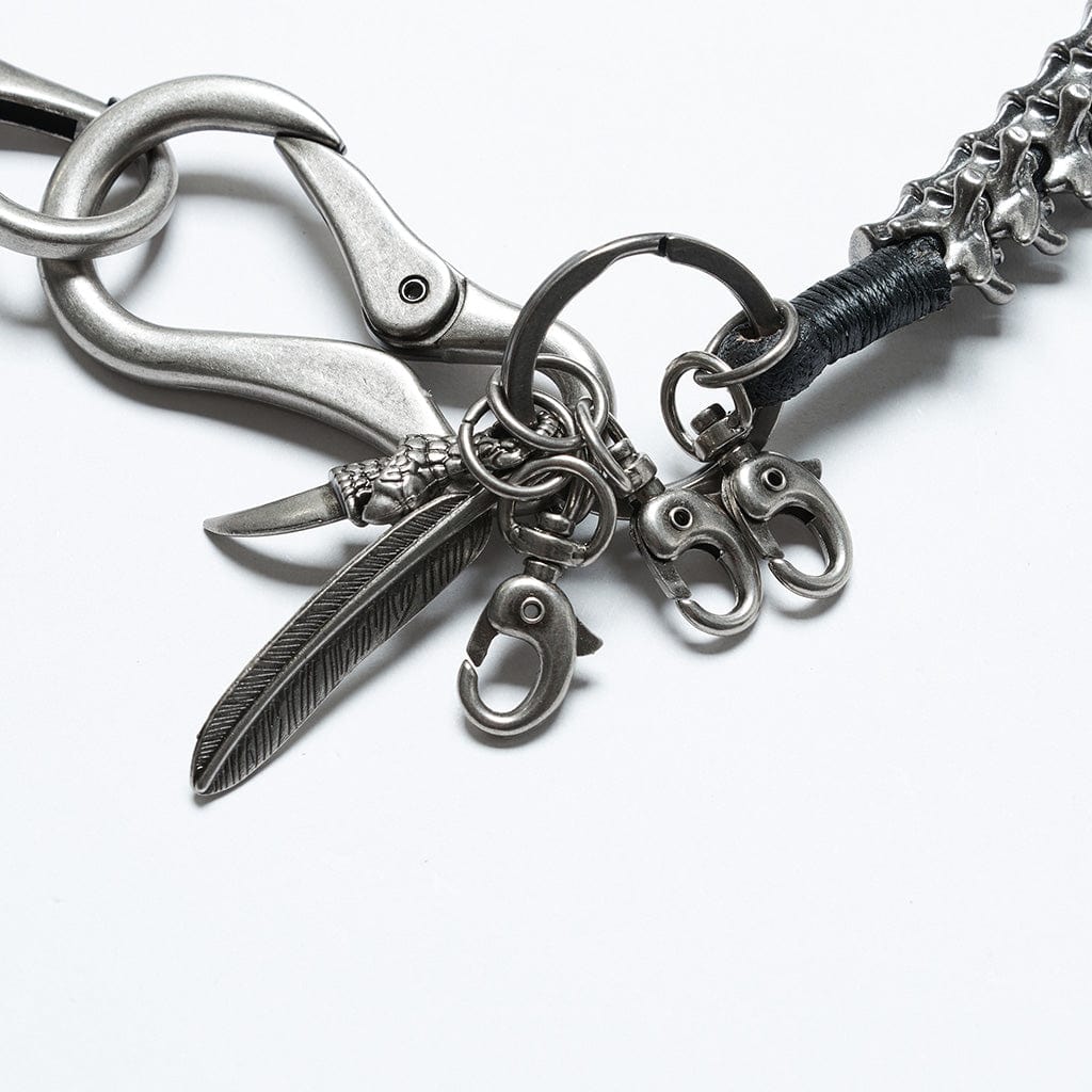 PUNK RAVE Men's Punk Spine Pendant Waist Chain