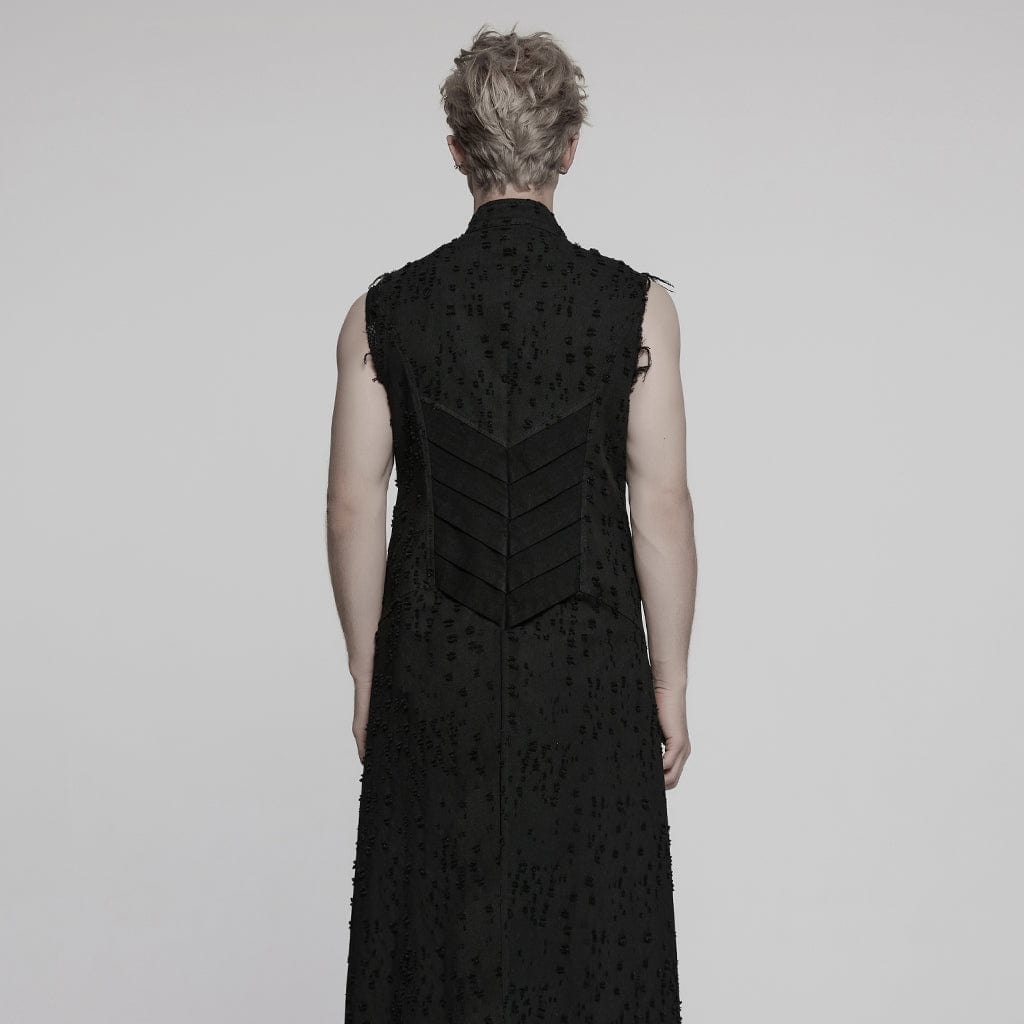 PUNK RAVE Men's Punk Stand Collar Cross Distressed Vest