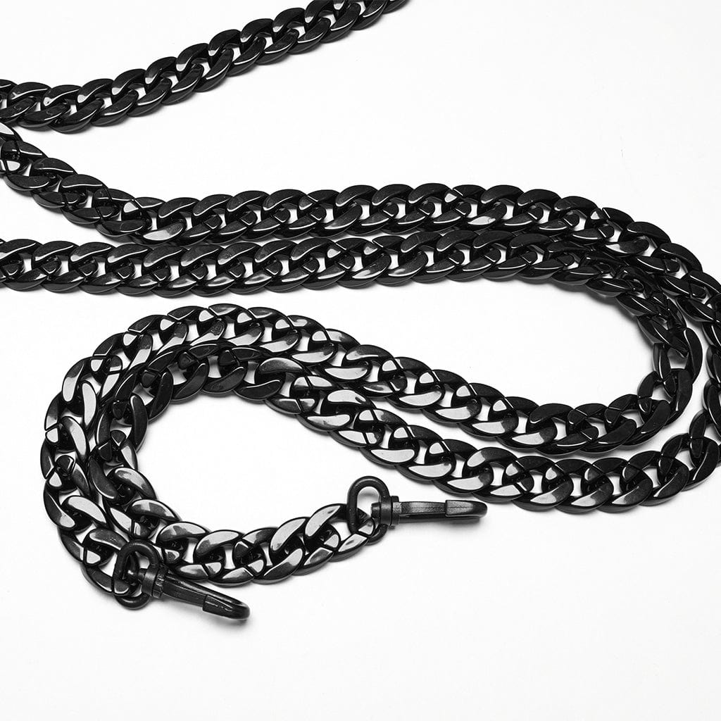 PUNK RAVE Men's Punk Stand Collar Eyelet Cape with Chain and Epaulets