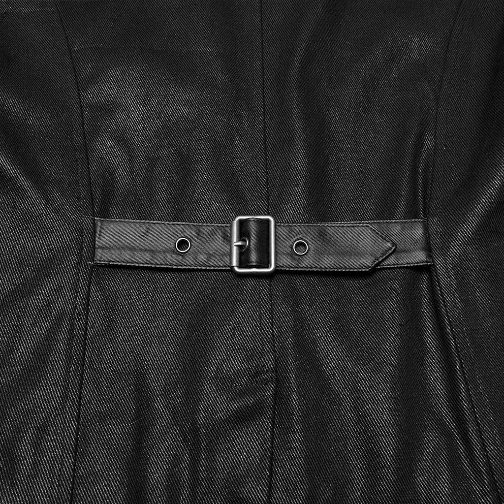 PUNK RAVE Men's Punk Stand Collar Mesh Splice Eyelet Vest