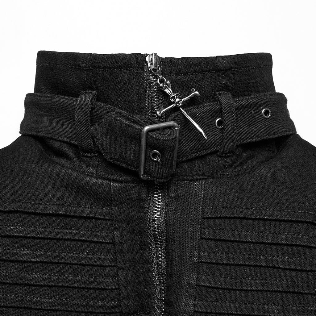 PUNK RAVE Men's Punk Stand Collar Studded Cape