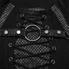 PUNK RAVE Men's Punk Strappy Mesh Splice Studded Shirt