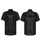 PUNK RAVE Men's Punk Strappy Patchwork Mesh Shirt
