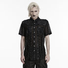 PUNK RAVE Men's Punk Strappy Patchwork Mesh Shirt