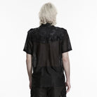 PUNK RAVE Men's Punk Strappy Patchwork Mesh Shirt