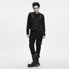 PUNK RAVE Men's Punk Studded Buckle Strap Pleated Vest