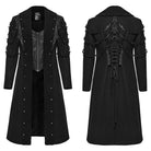 PUNK RAVE Men's Punk Studded Chain Lapel Long Jacket
