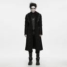 PUNK RAVE Men's Punk Studded Chain Lapel Long Jacket