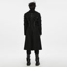 PUNK RAVE Men's Punk Studded Chain Lapel Long Jacket