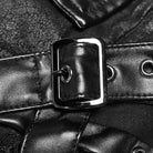 PUNK RAVE Men's Punk Studded Faux Leather Zipper Jacket Black