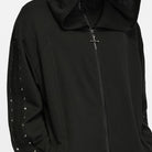 PUNK RAVE Men's Punk Studded Front Zipper Hooded Long Jacket