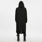 PUNK RAVE Men's Punk Studded Front Zipper Hooded Long Jacket