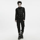 PUNK RAVE Men's Punk Studded Mock Neck Long Sleeve Top