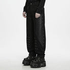 PUNK RAVE Men's Punk Studded Quilted Patchwork Pants