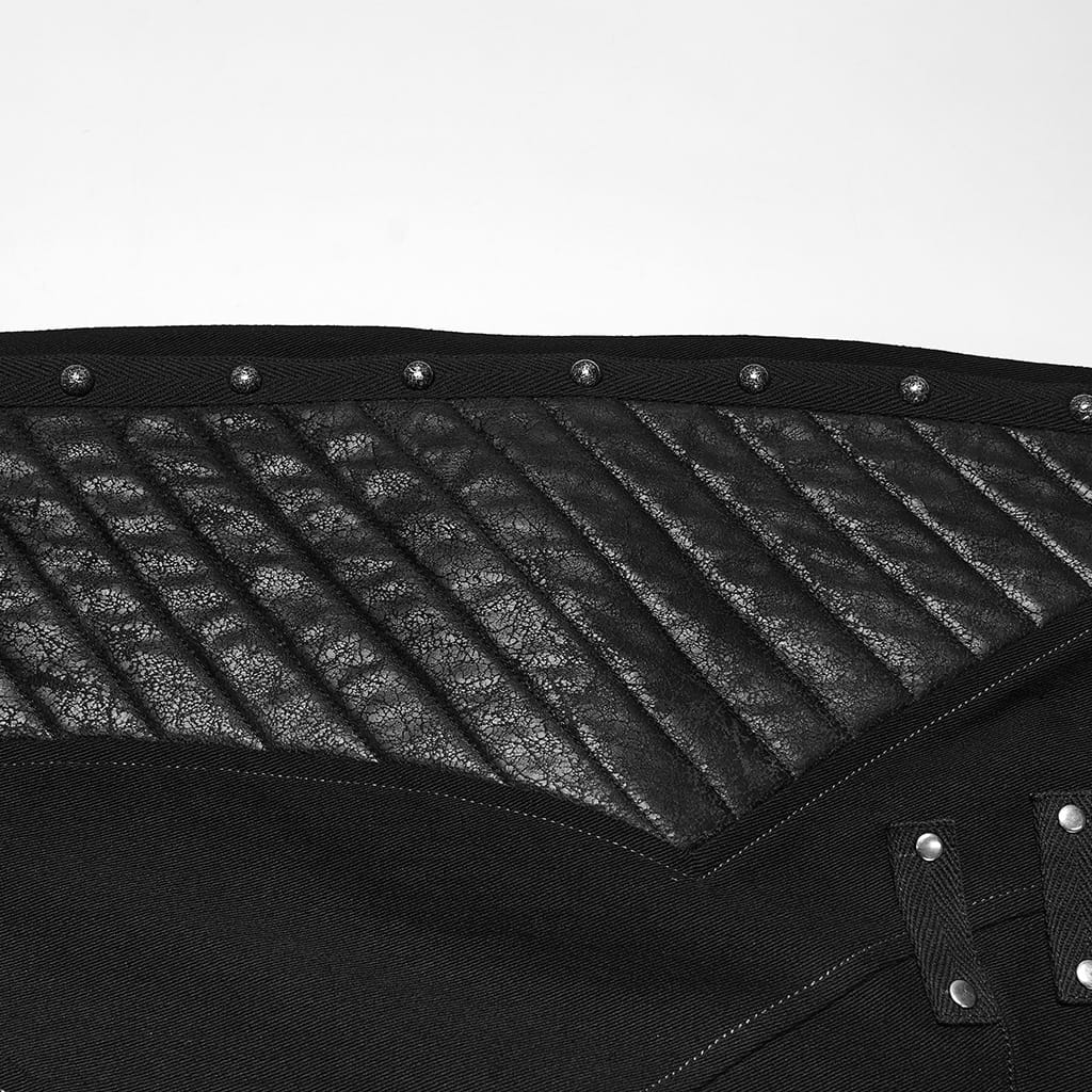 PUNK RAVE Men's Punk Studded Quilted Patchwork Pants