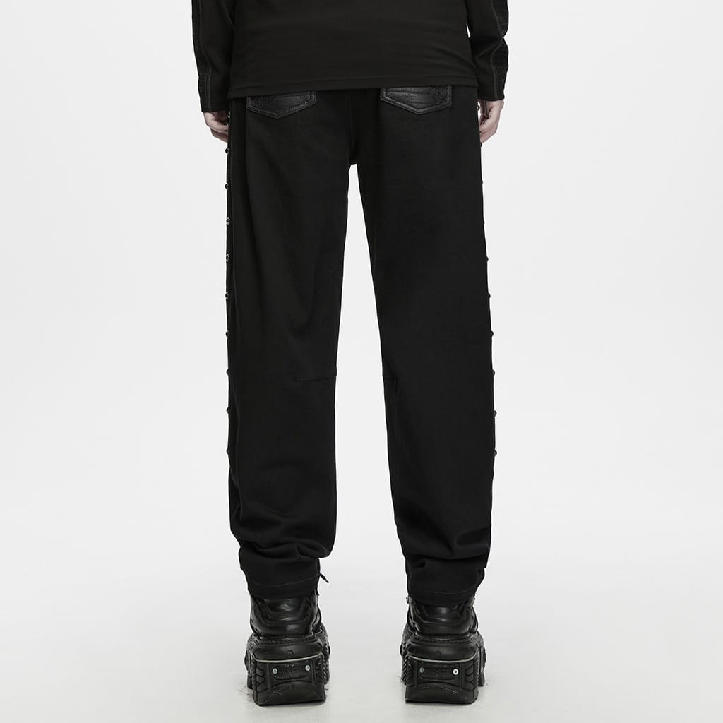PUNK RAVE Men's Punk Studded Quilted Patchwork Pants
