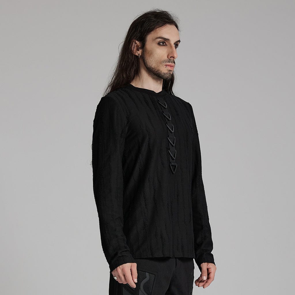 PUNK RAVE Men's Punk Triangle Buckle Shirt