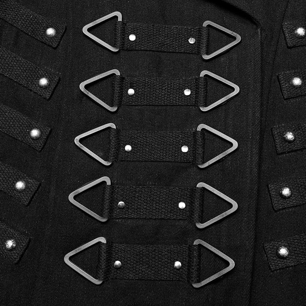 PUNK RAVE Men's Punk Turn-down Collar Studded Coat