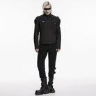 PUNK RAVE Men's Punk Zip Stand Collar Armor Coat