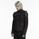 PUNK RAVE Men's Punk Zip Stand Collar Armor Coat